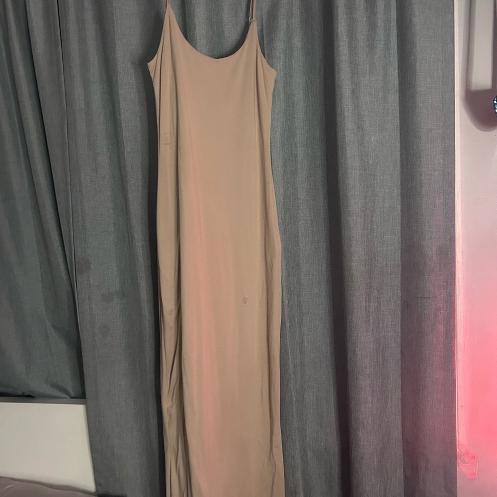 Elegant fitting tight Tan Slip Dress
